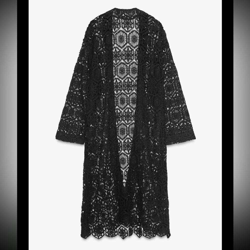 Zara long crochet Kimono Duster